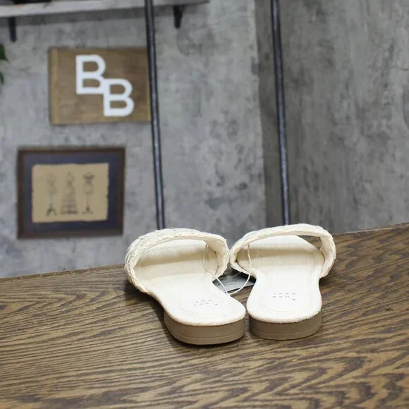 NWT A New Day Womens Ariella Woven Raffia Slide Sandals 92609192 White 9M - Picture 8 of 10